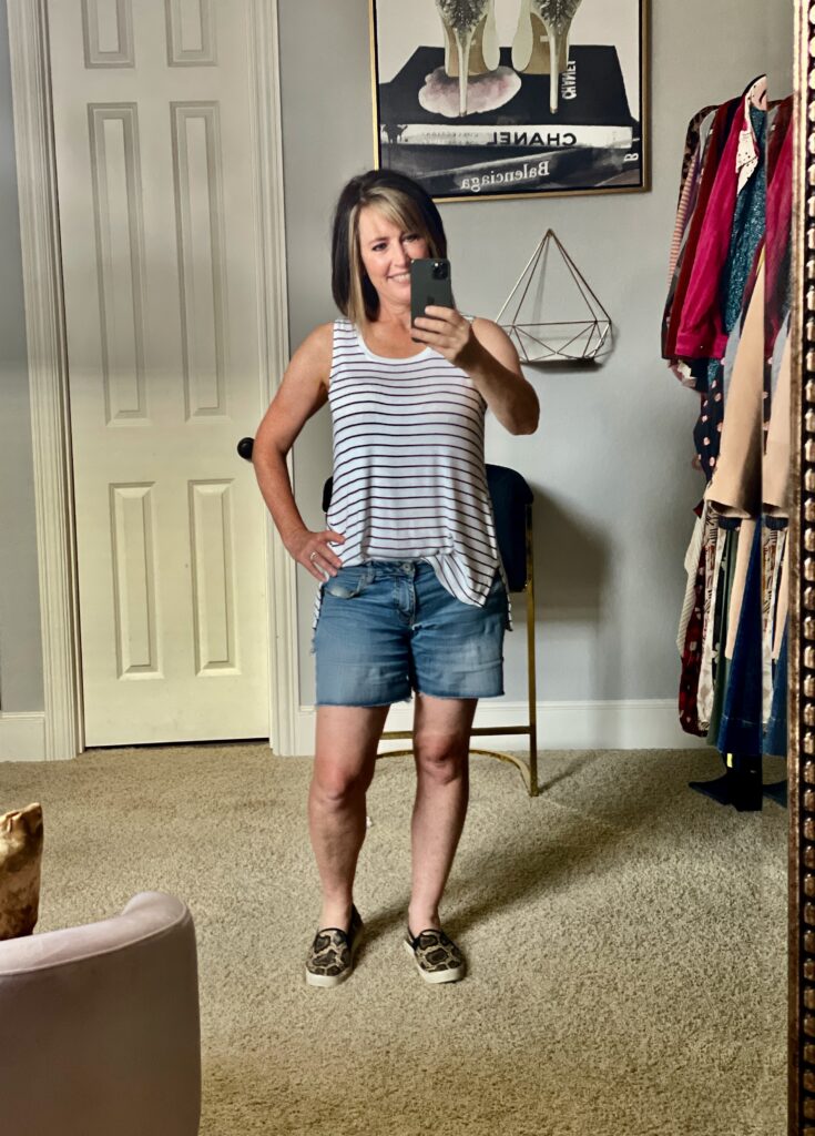 stripe tank with jean shorts