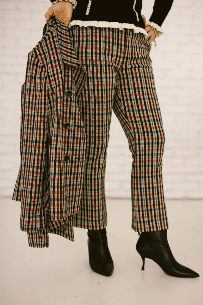 Plaid pants with black boots