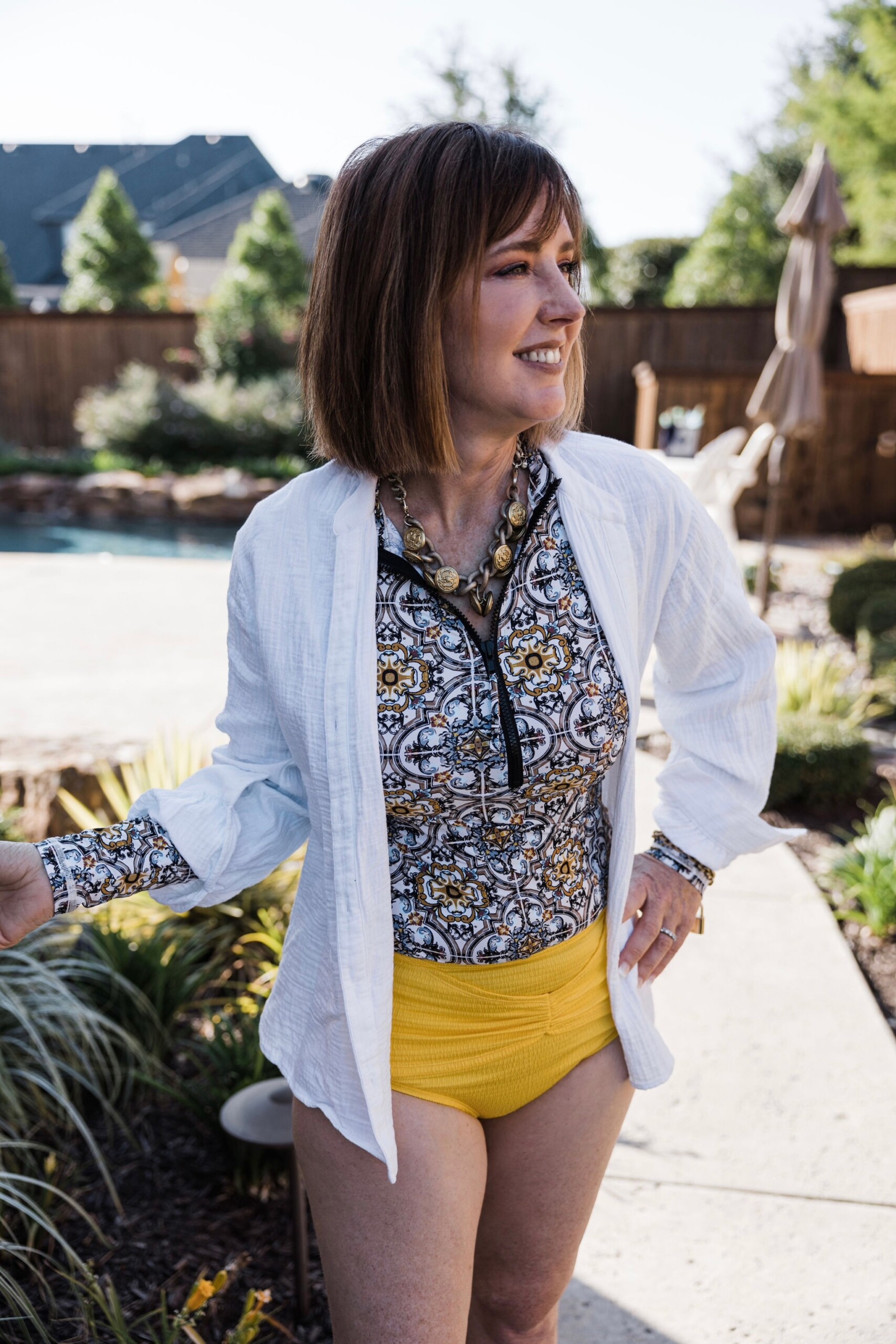 swim top with bikini bottoms